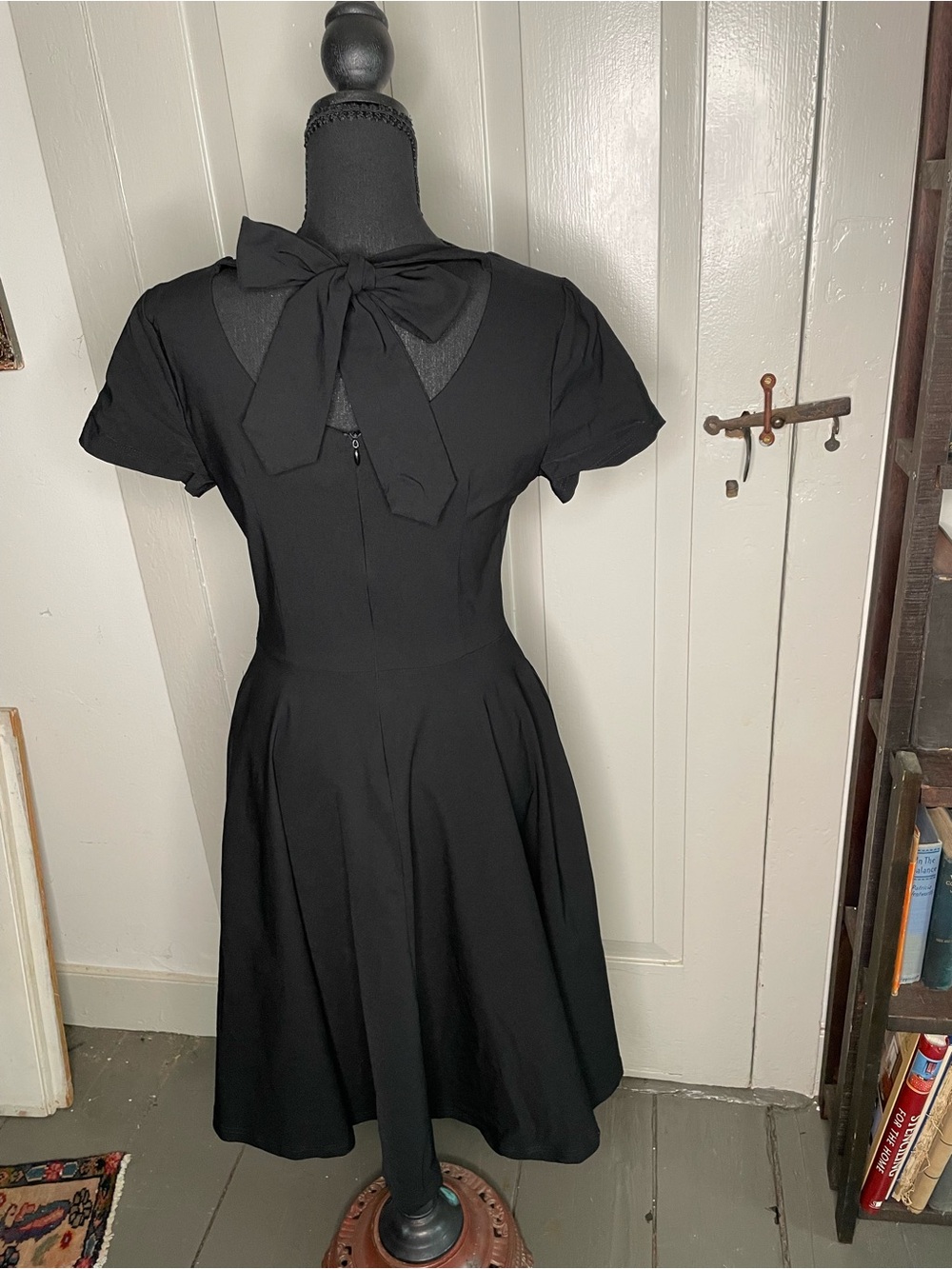 Black tie back dress with full circle skirt - Picture 2 of 3